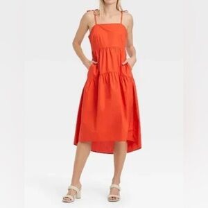 Who What Wear One Shoulder Orange Dress